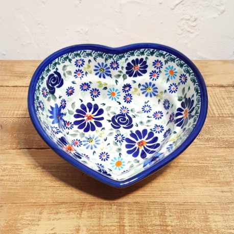 ポーリッシュポタリー BOLESLAWIEC のハートボウル 15.8cm GU860-DU126