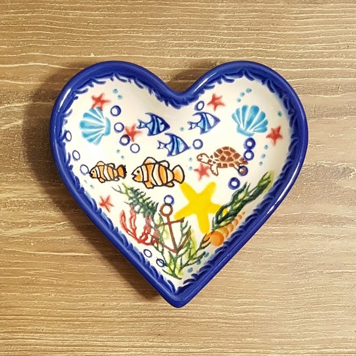 ポーリッシュポタリー、ポーランド食器、ＶＥＮＡ ポーリッシュポタリー VENA ハートプレート V392-A321 高さ2.3cm