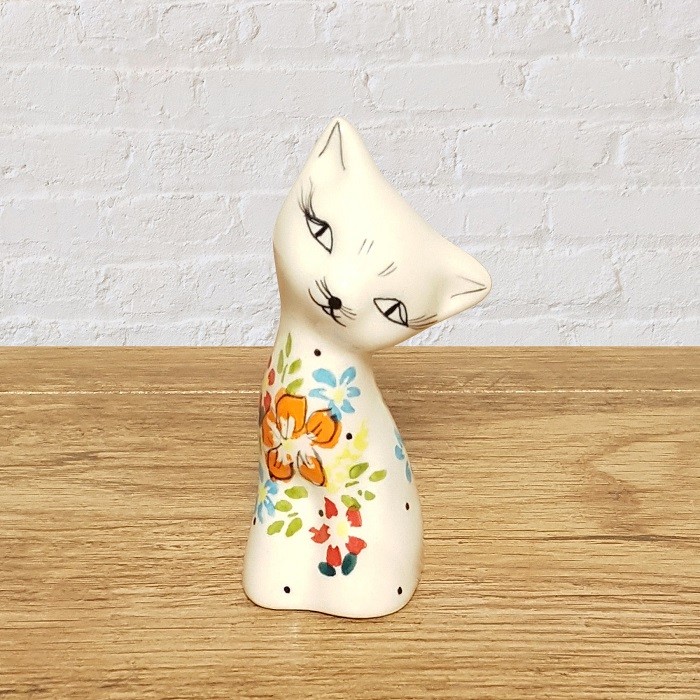 ポーリッシュポタリー IRENA 猫の置物小 高さ9cm 幅3.5cm